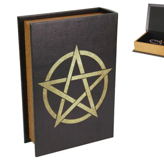 Book Box with Black and Gold Pentagram Design