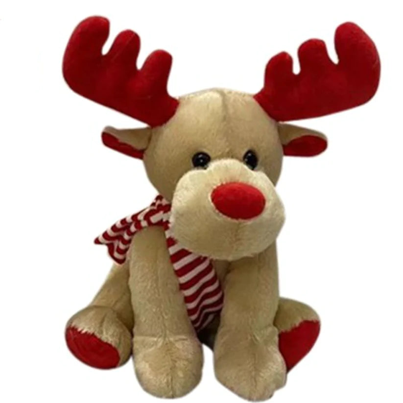 Plush Reindeer with Red Antlers