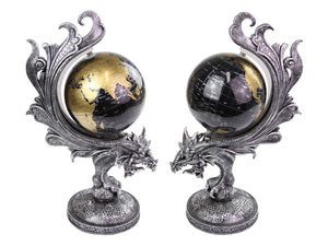 Silver Dragon with Spinning World Globe