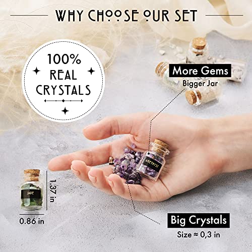 Healing Crystals in Jars 30 PCS - Crystals for Witchcraft - Real Witch Crystals in a Bottle - Altar Witchcraft Stones - Crystal Witchcraft Supplies - Mini Gemstones - Wiccan Supply Tool