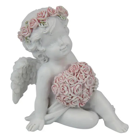 Sitting Cherub with Rose Band