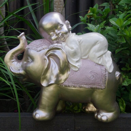 Monk on Elephant 38cm