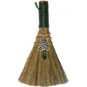 Wicca Broom - Triquetra with Green Aventurine