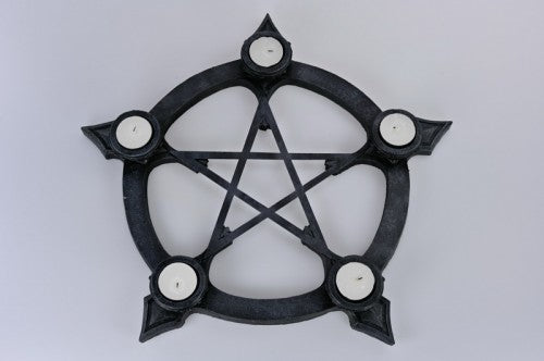 Black Pentagram Tealight and Incense Holder