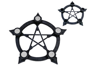 Black Pentagram Tealight and Incense Holder